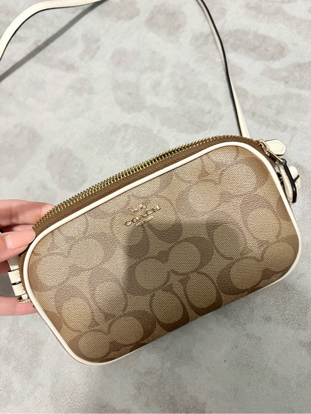 Coach Tan Signature Crossbody with Cream Trim